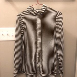Striped black and white button up blouse